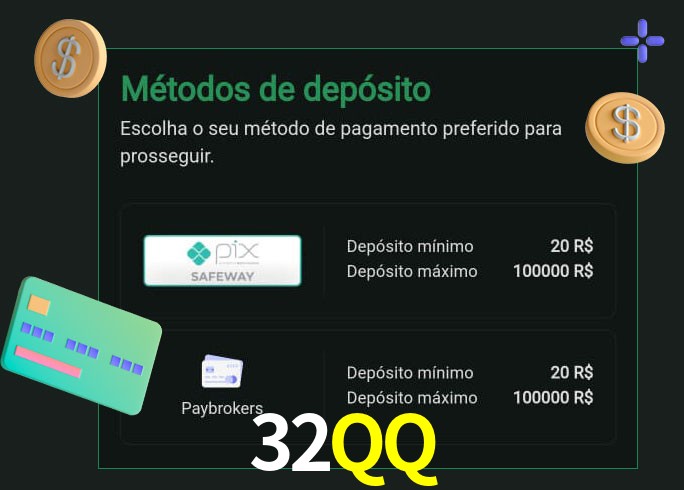 O cassino 32QQ oferece uma grande variedade de métodos de pagamento
